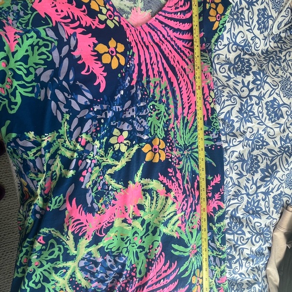 Lilly Pullitzer Floral Print V-Neck Pima Cotton V-Neck Dress Size Large - Picture 5 of 7
